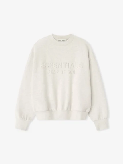 Essentials Embossed 90s Fit Crewneck Sweatshirt Oatmeal Heather