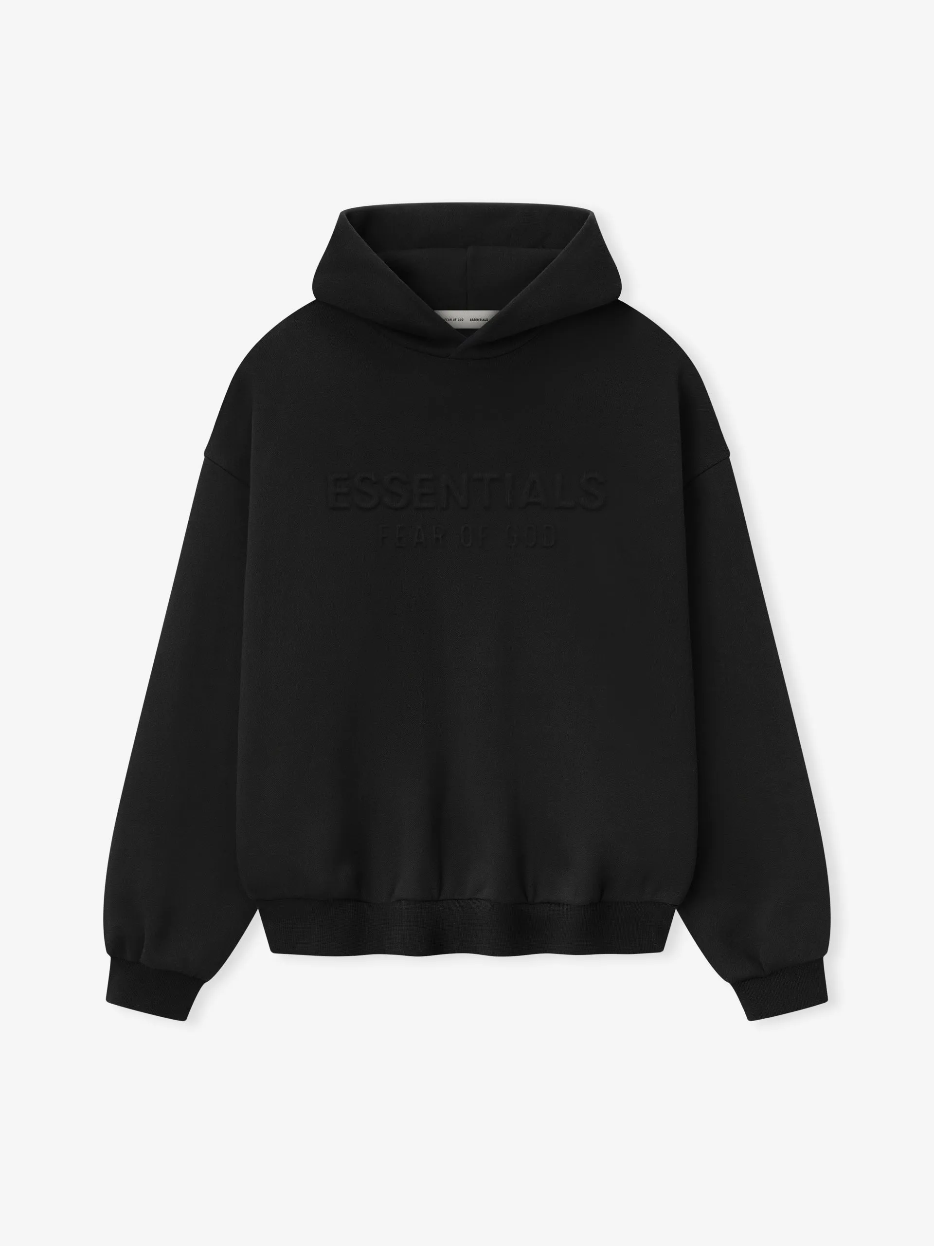 Essentials-Embossed-Classic-Fleece-Hoodie-Vintage-Black-1 Essentials Embossed Classic Fleece Hoodie Vintage Black