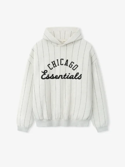 Essentials White Sox Sport Hoodie Oatmeal Heather W Black Pinstripes