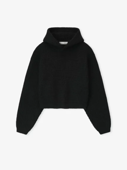 Essentials Womens Heavy Waffle 90s Hoodie Vintage Black