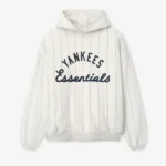 Essentials Yankees Sport Hoodie Oatmeal Heather W Dark Sapphire Pinstripes